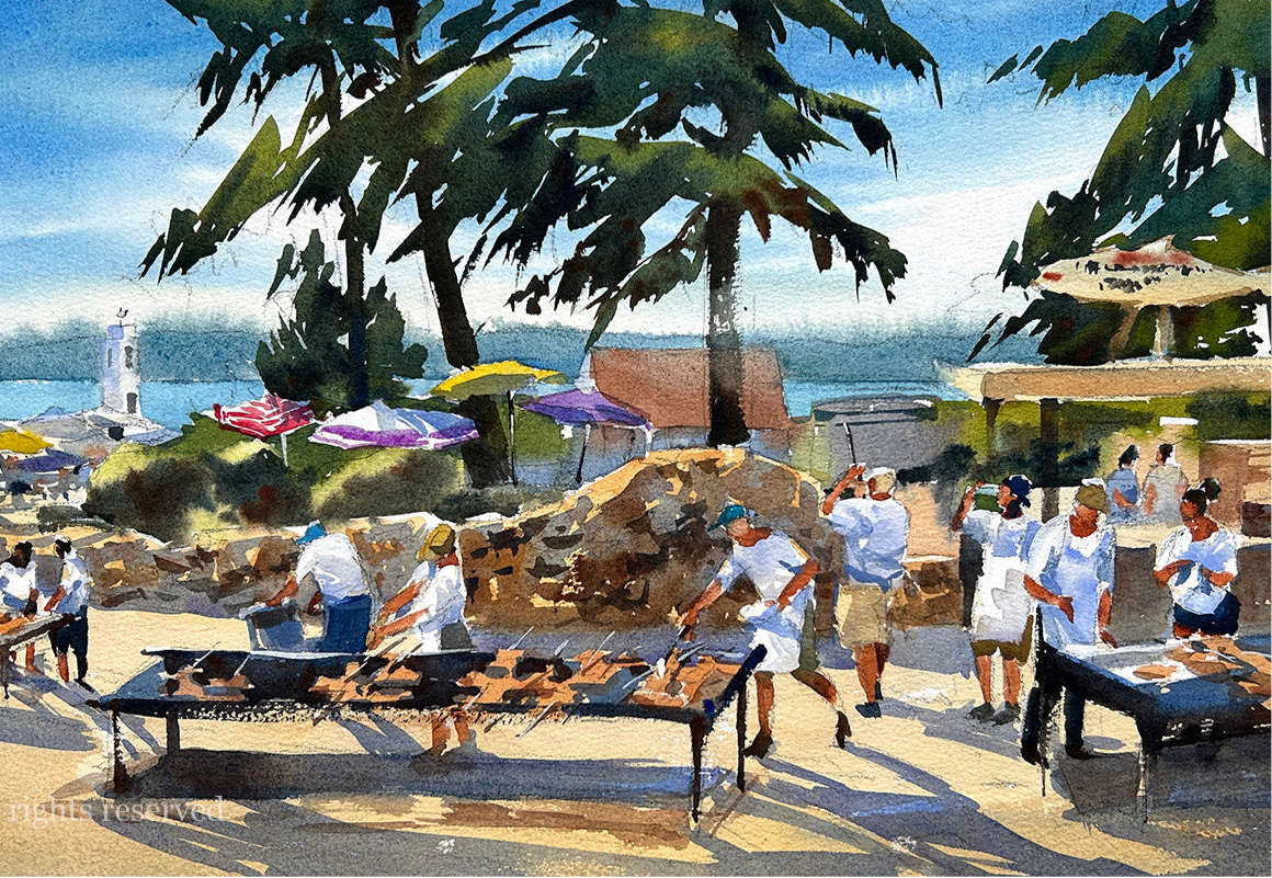 Browns Point Salmon Roast - Limited edition fine art print