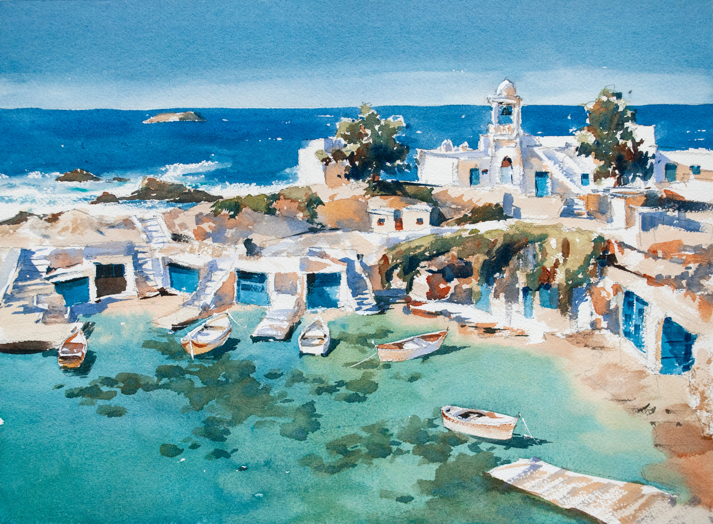 Aegean Sun No. 18 - Original watercolor painting