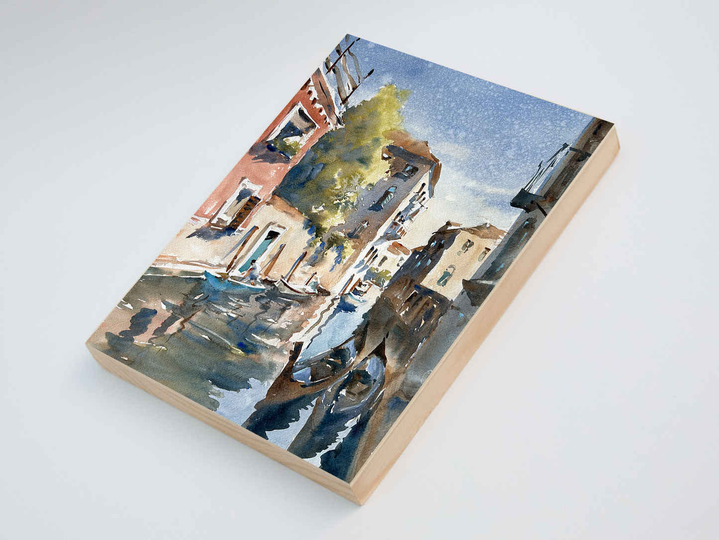 "Two Gondolas" woodblock wall art