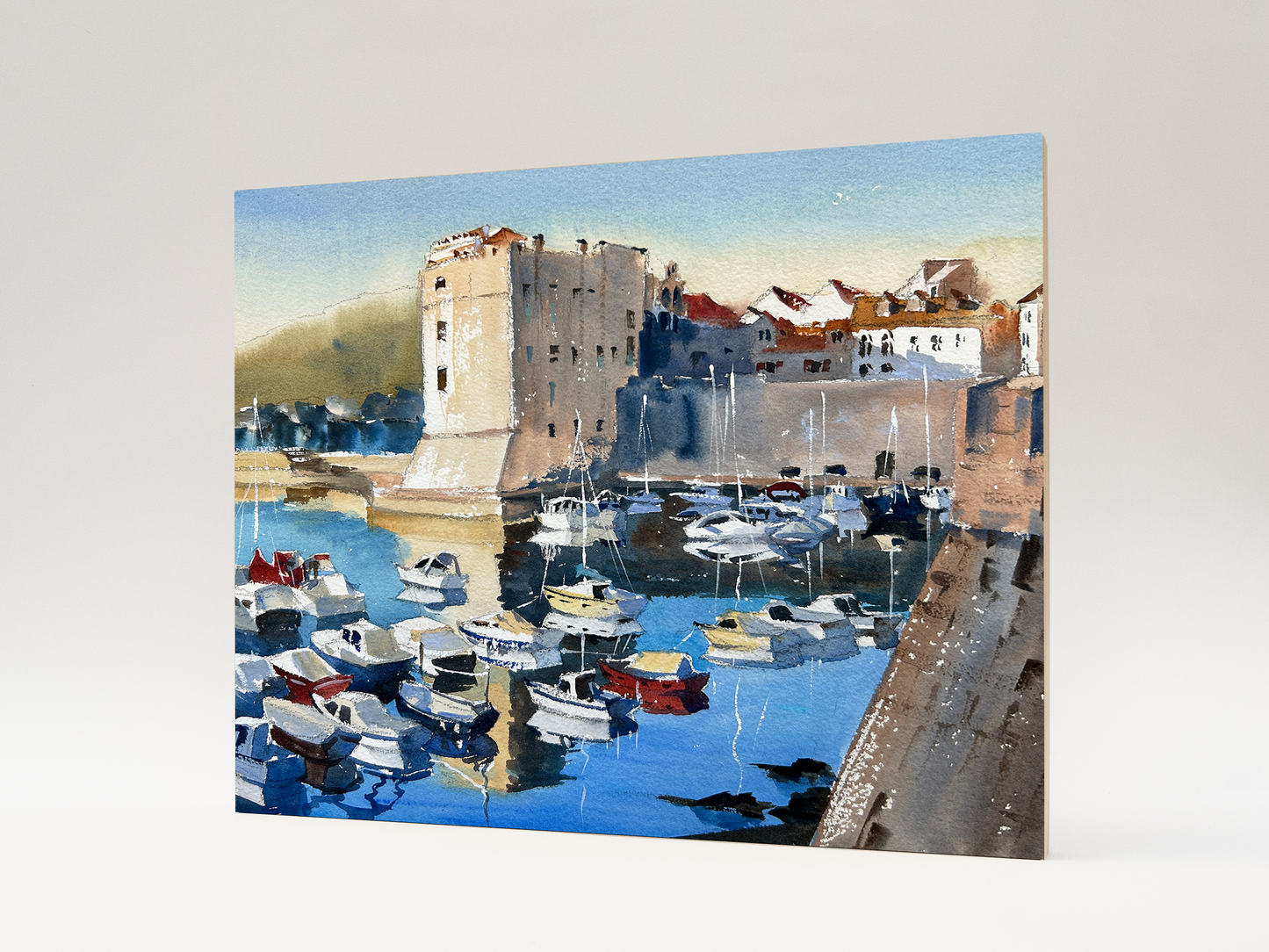 "Dubrovnik Harbor" woodblock wall art