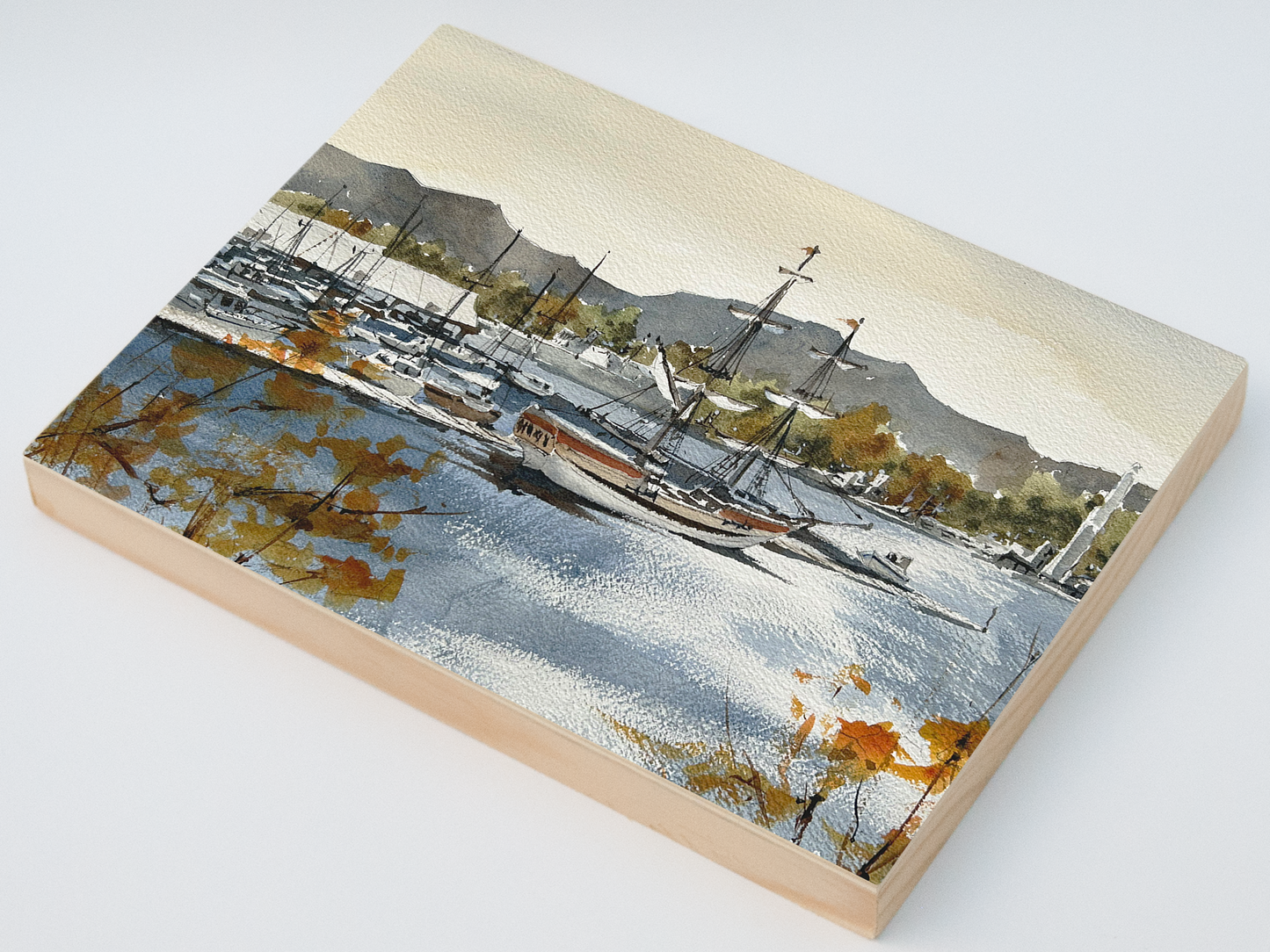 "Lady Washington at Port Orchard marina" woodblock wall art