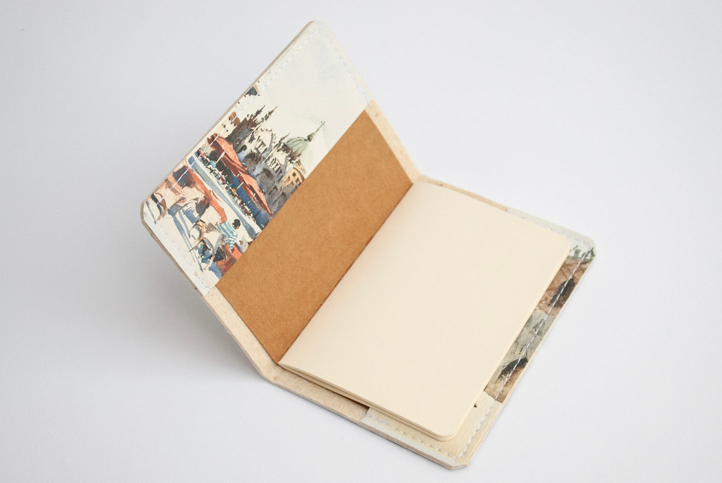 “St. Mark's Square” leather cover journal, passport size, refillable