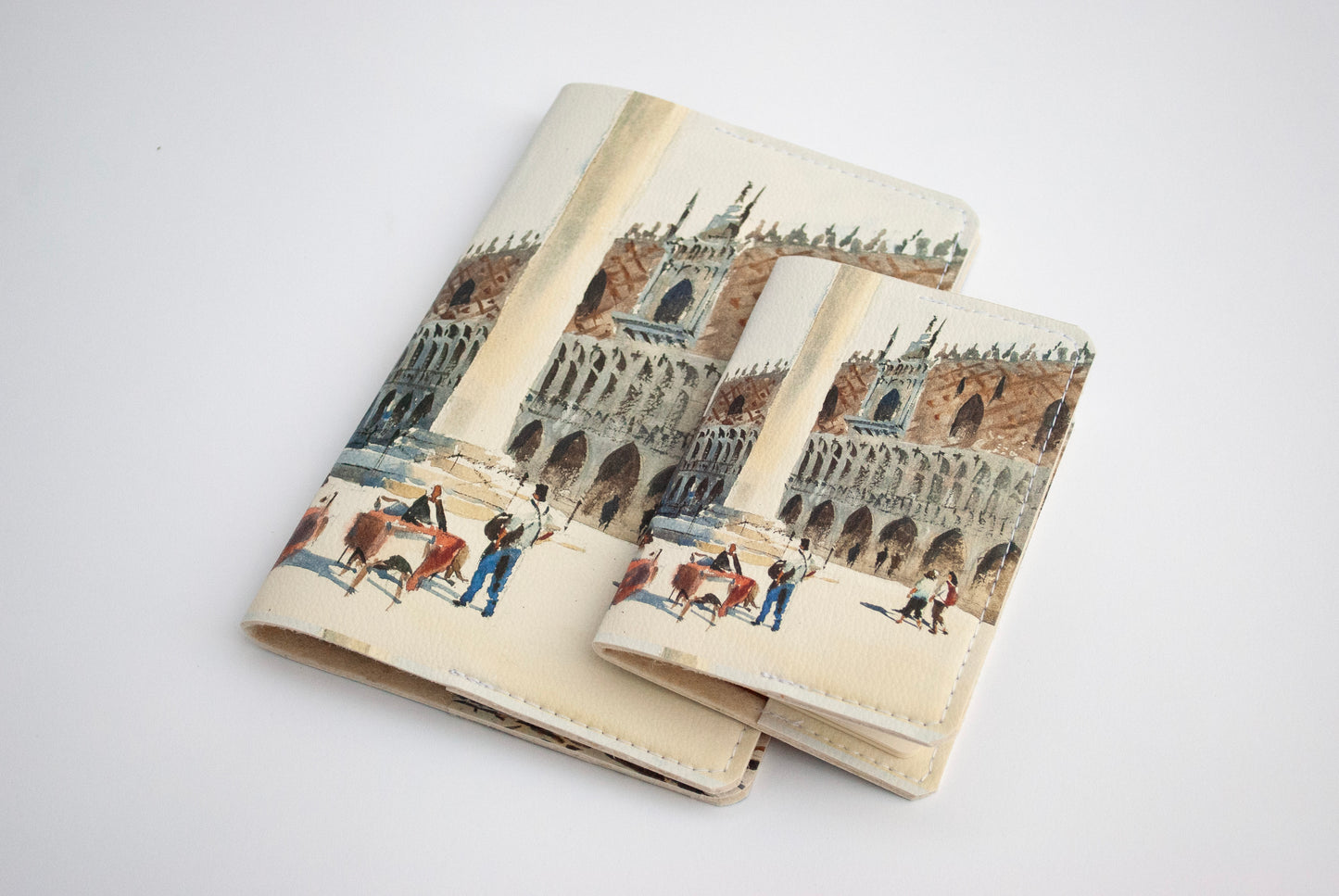 “St. Mark's Square” leather cover journal, passport size, refillable