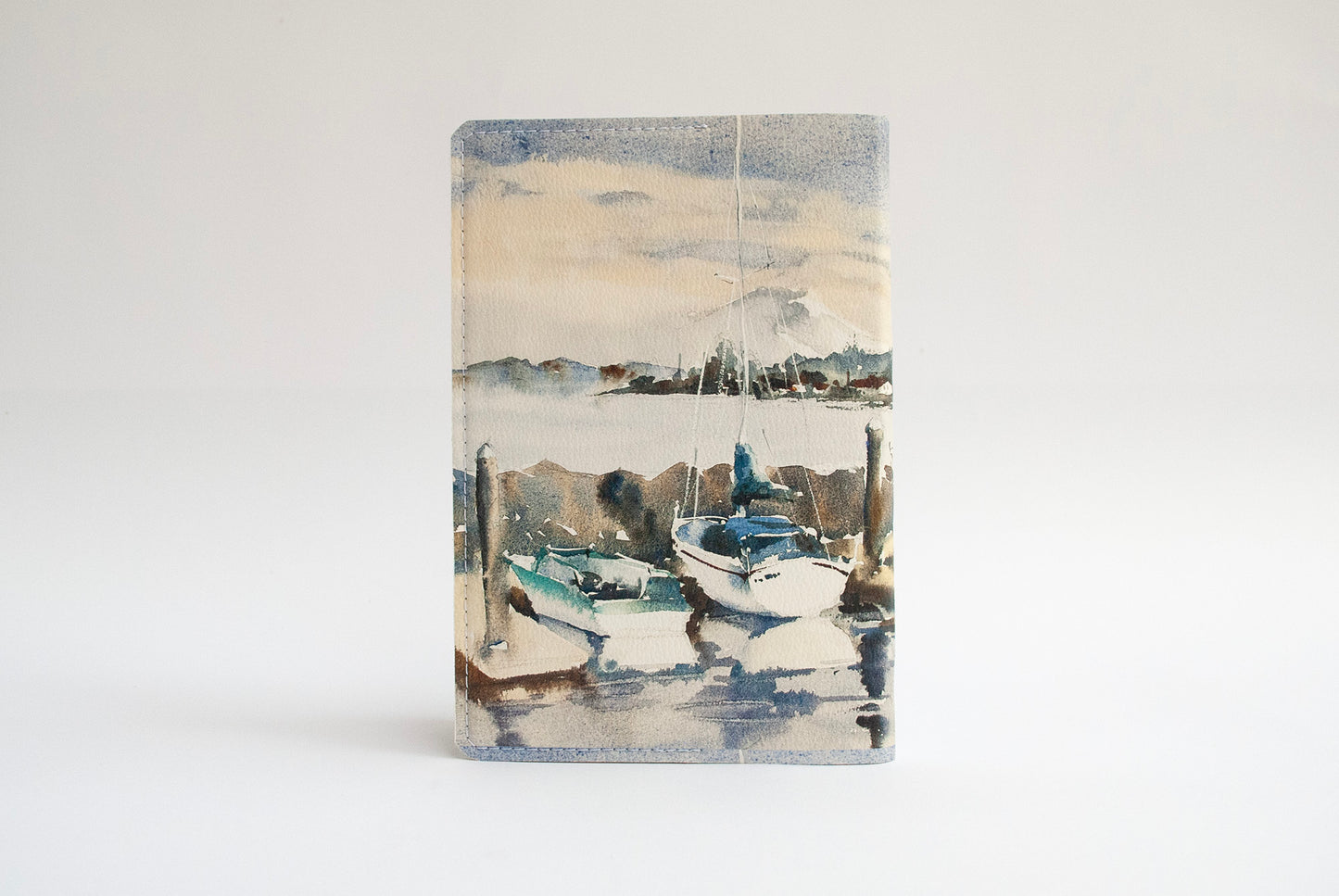 “Kingston overlooking Mt. Rainier” leather cover journal, A5 size, refillable