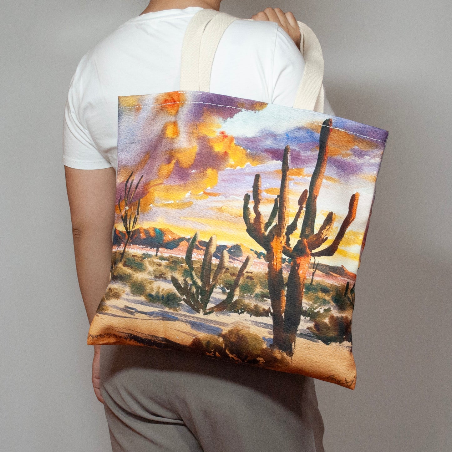 "Tuscan Sunset" Large canvas tote