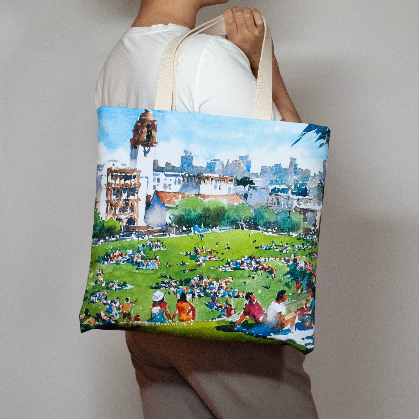"Dolores Park" Large canvas tote