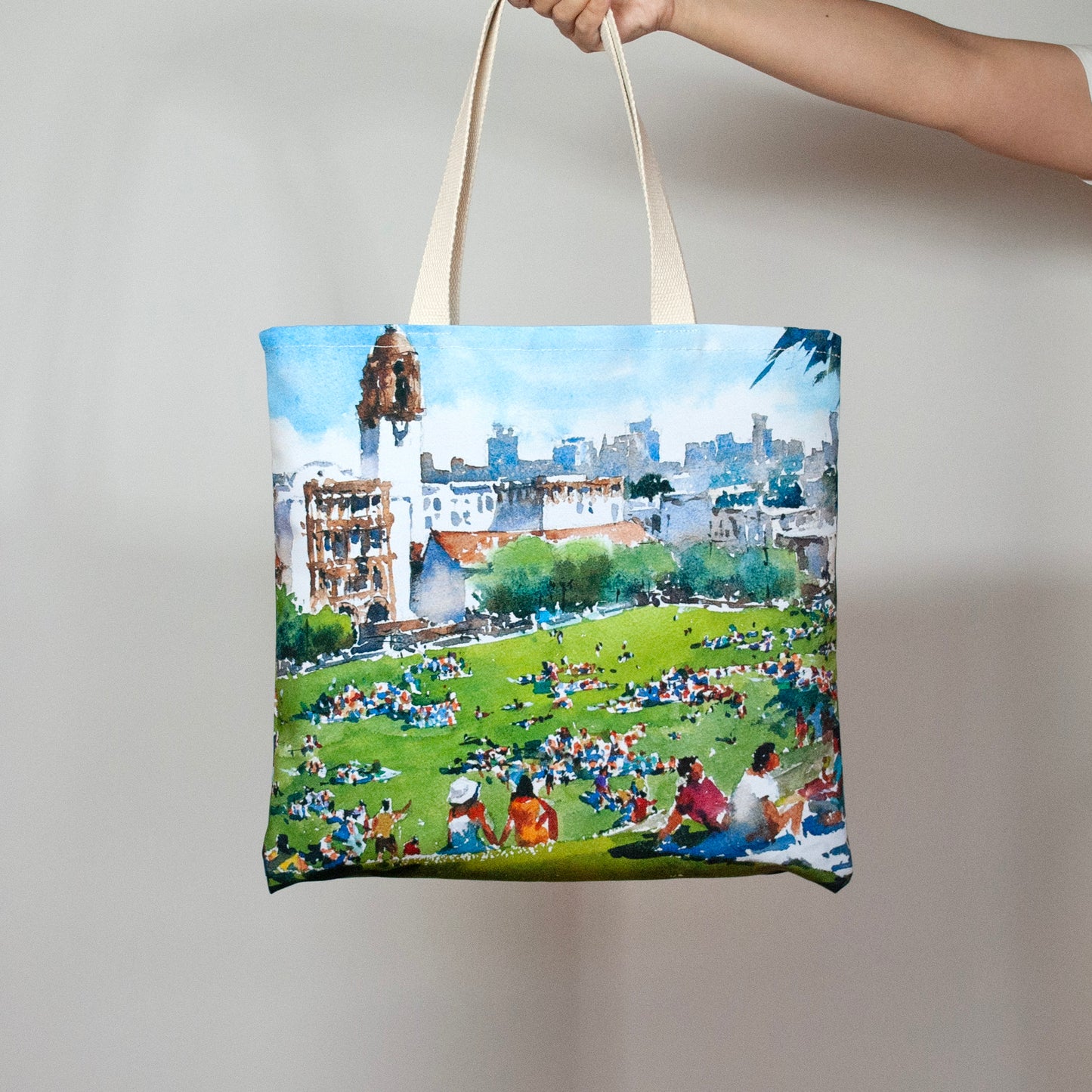 "Dolores Park" Large canvas tote