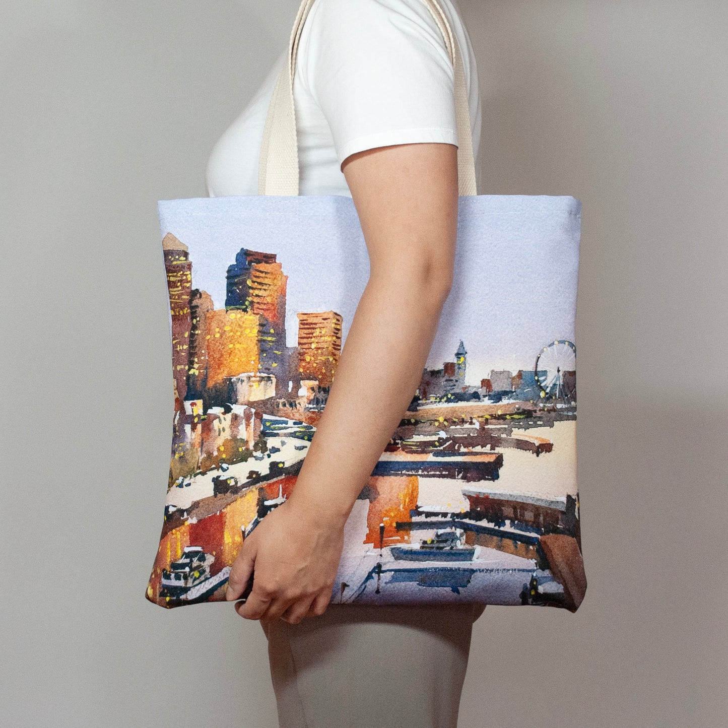 "Sunset over Seattle" Large canvas tote