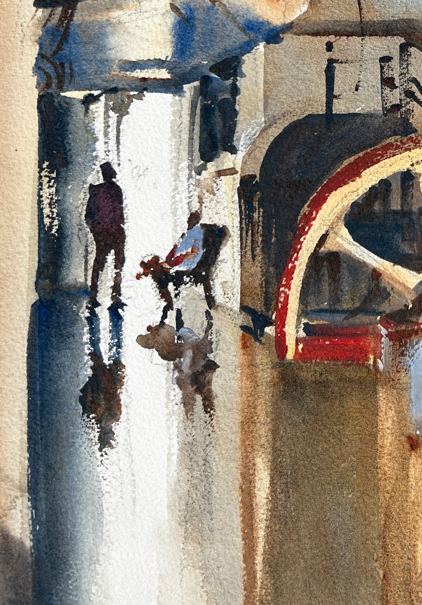 Engine room at Georgetown Steam Plant - Original watercolor painting