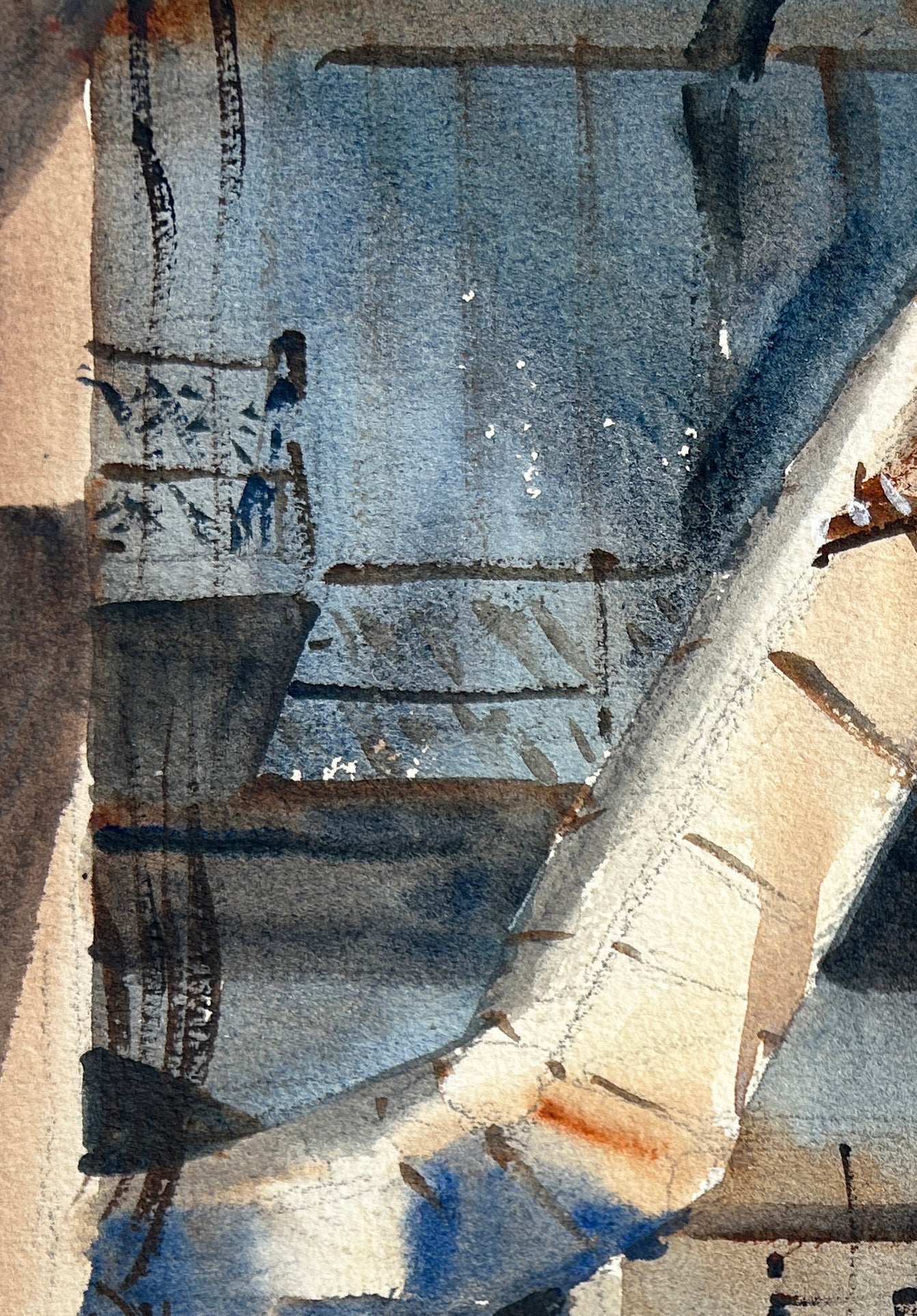 Engine room at Georgetown Steam Plant - Original watercolor painting