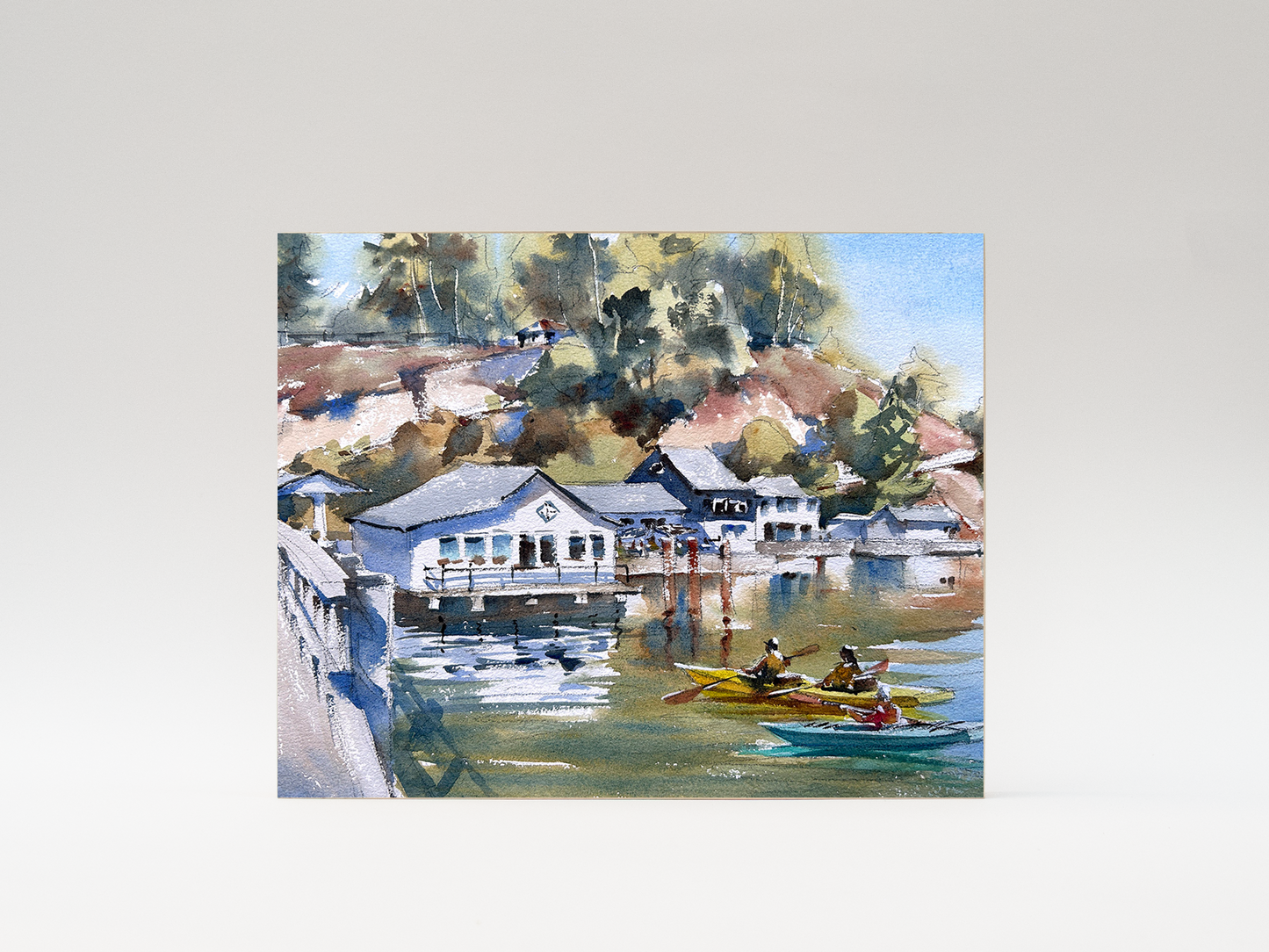 "Kayaking on the Olalla Bay" woodblock wall art