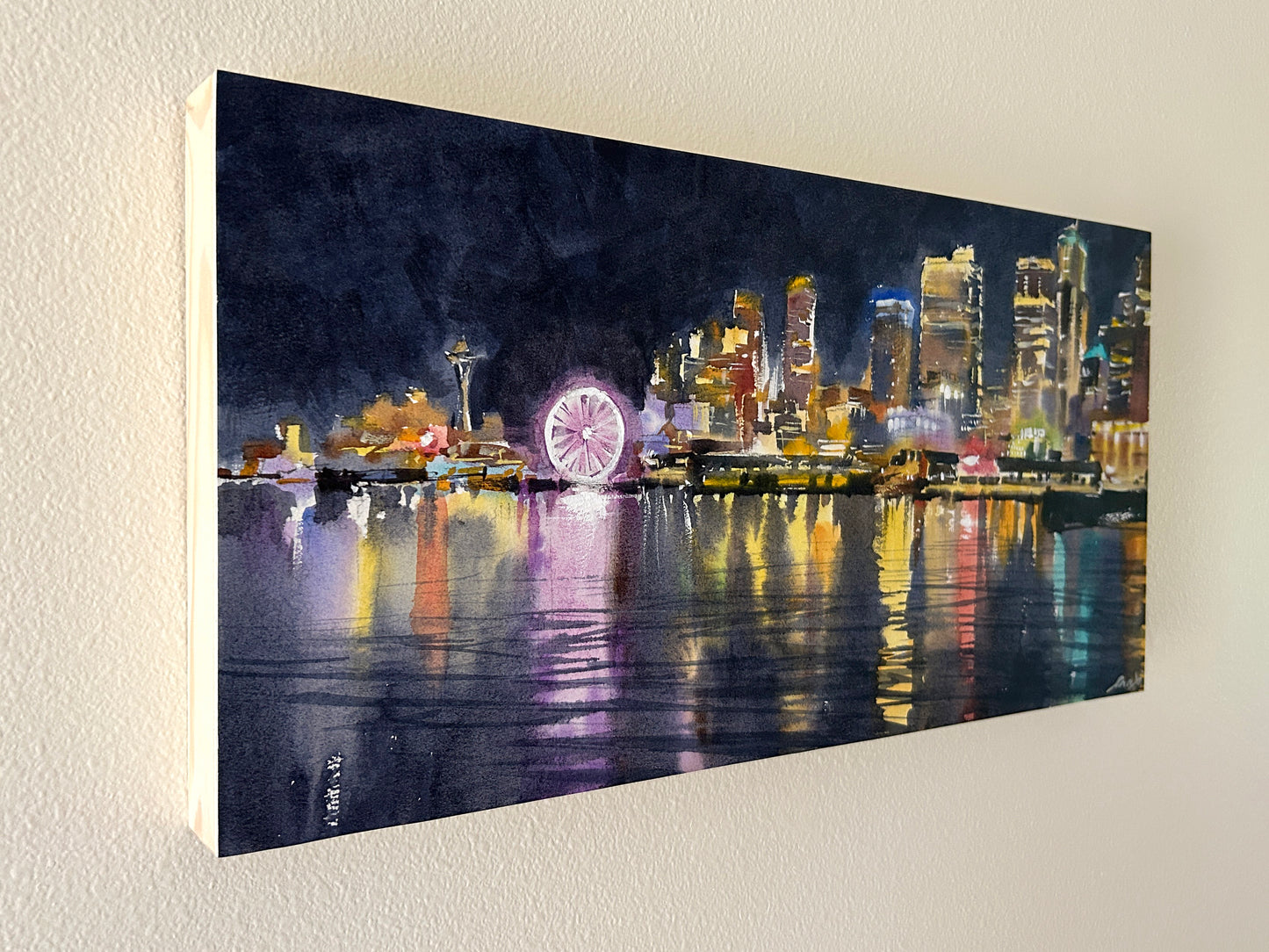 Good Night Seattle - Original watercolor painting