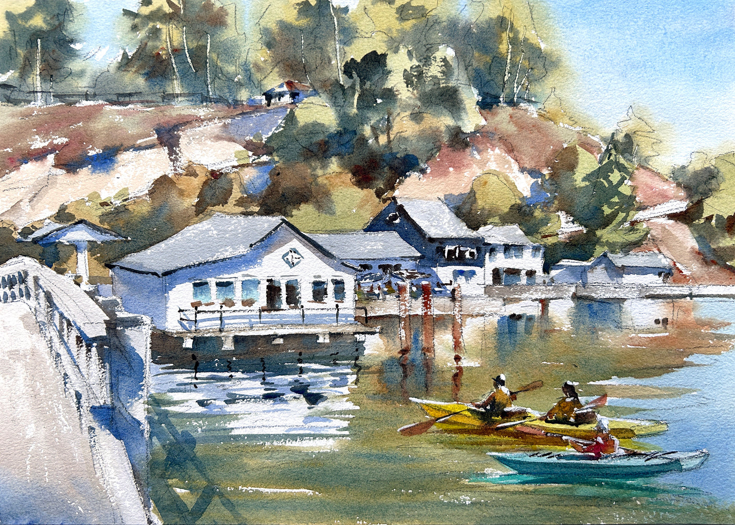 Kayaking on the Olalla Bay No.2 - Original watercolor painting