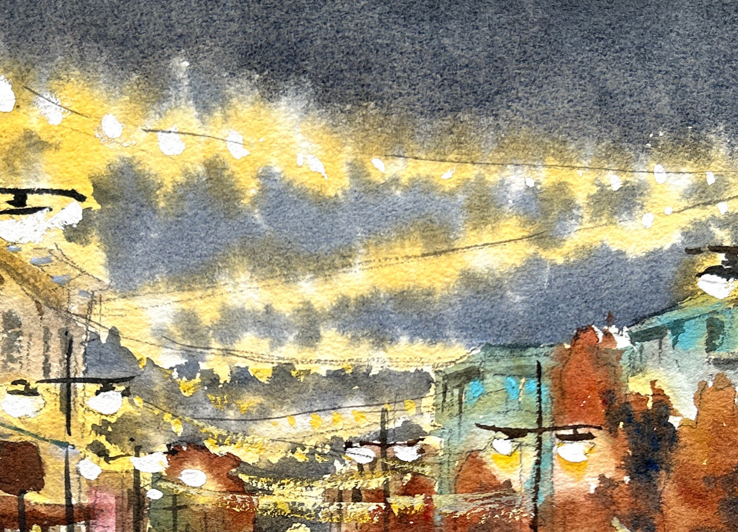 Pacific Ave after the Rain - Original watercolor painting