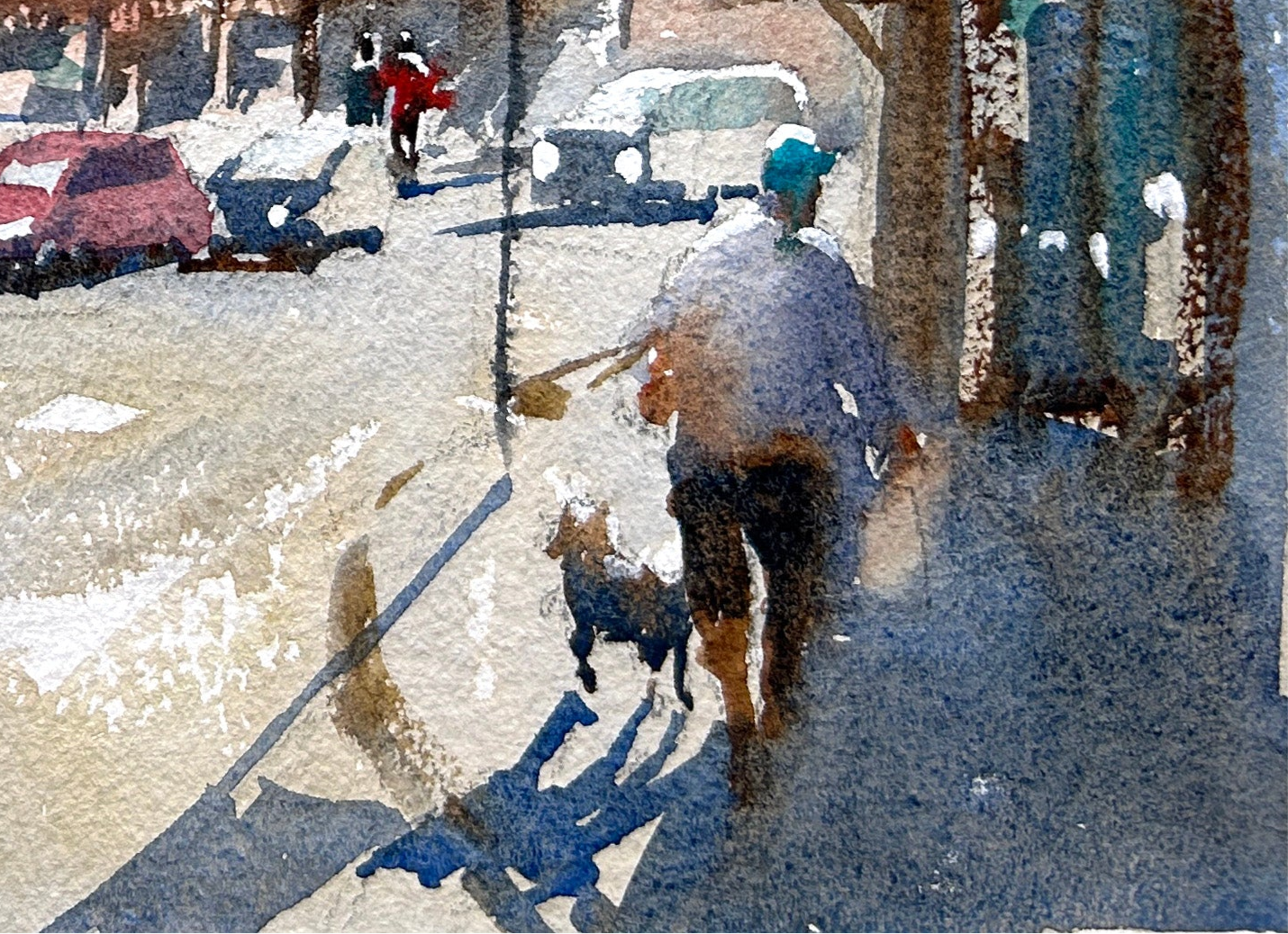 Shopping on Front Street - Original watercolor painting