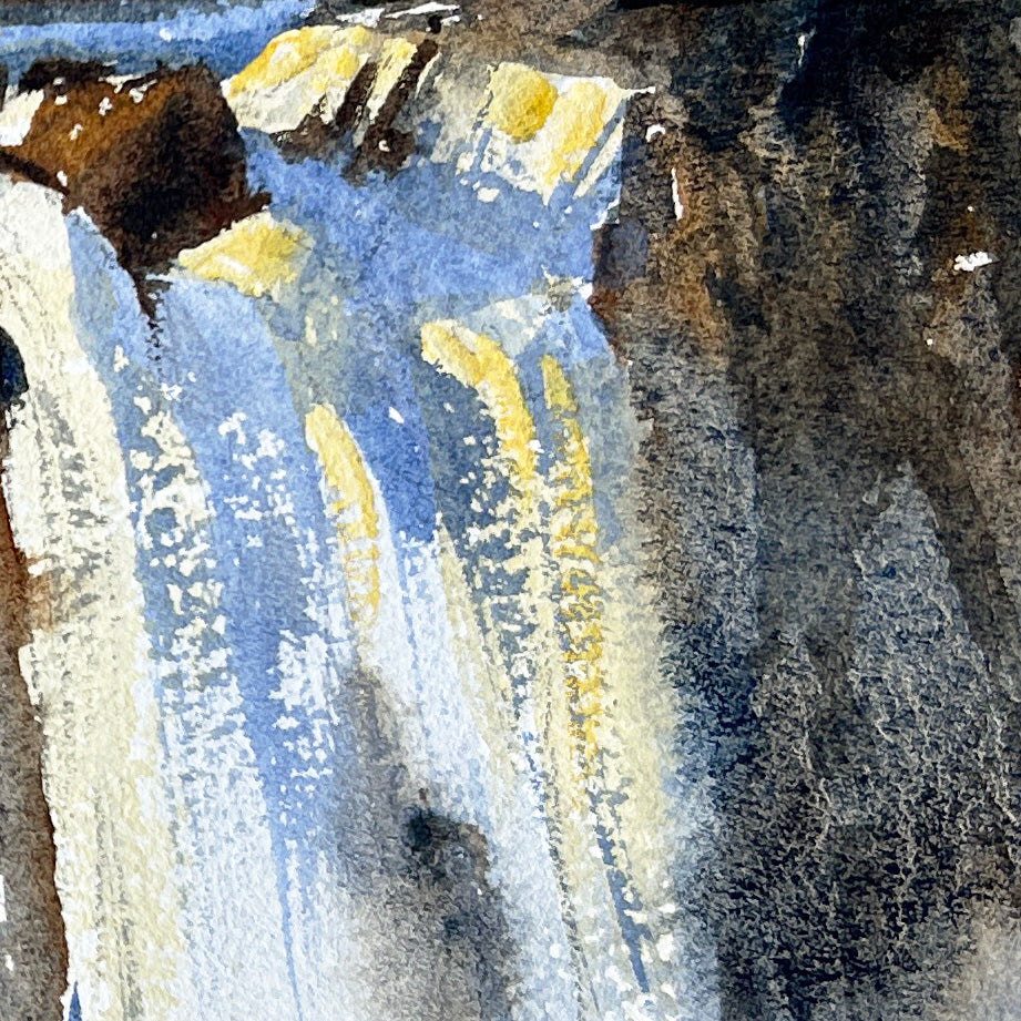 Christmas eve at Snoqualmie Falls - Original watercolor painting