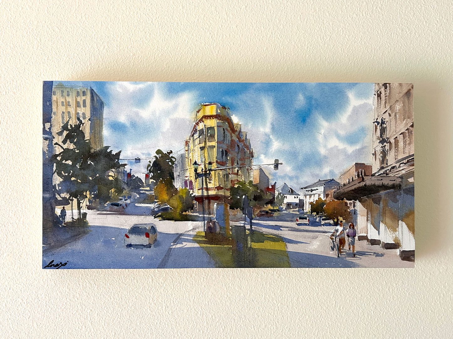 Strolling Down the Antique Row - Original watercolor painting