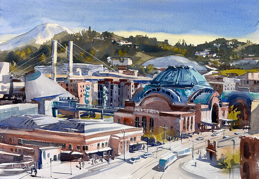 Tacoma Panorama - Original watercolor painting