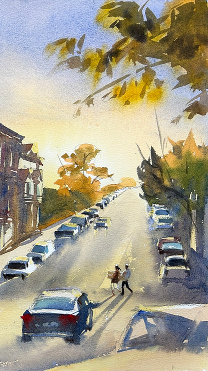 Bright Fall in Port Townsend No.1 - Original Watercolor Painting