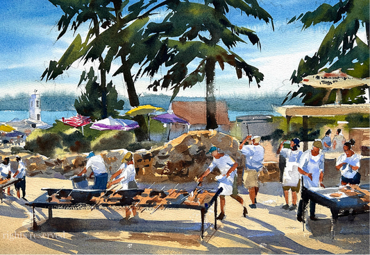 Browns Point Salmon Roast - Limited edition fine art print