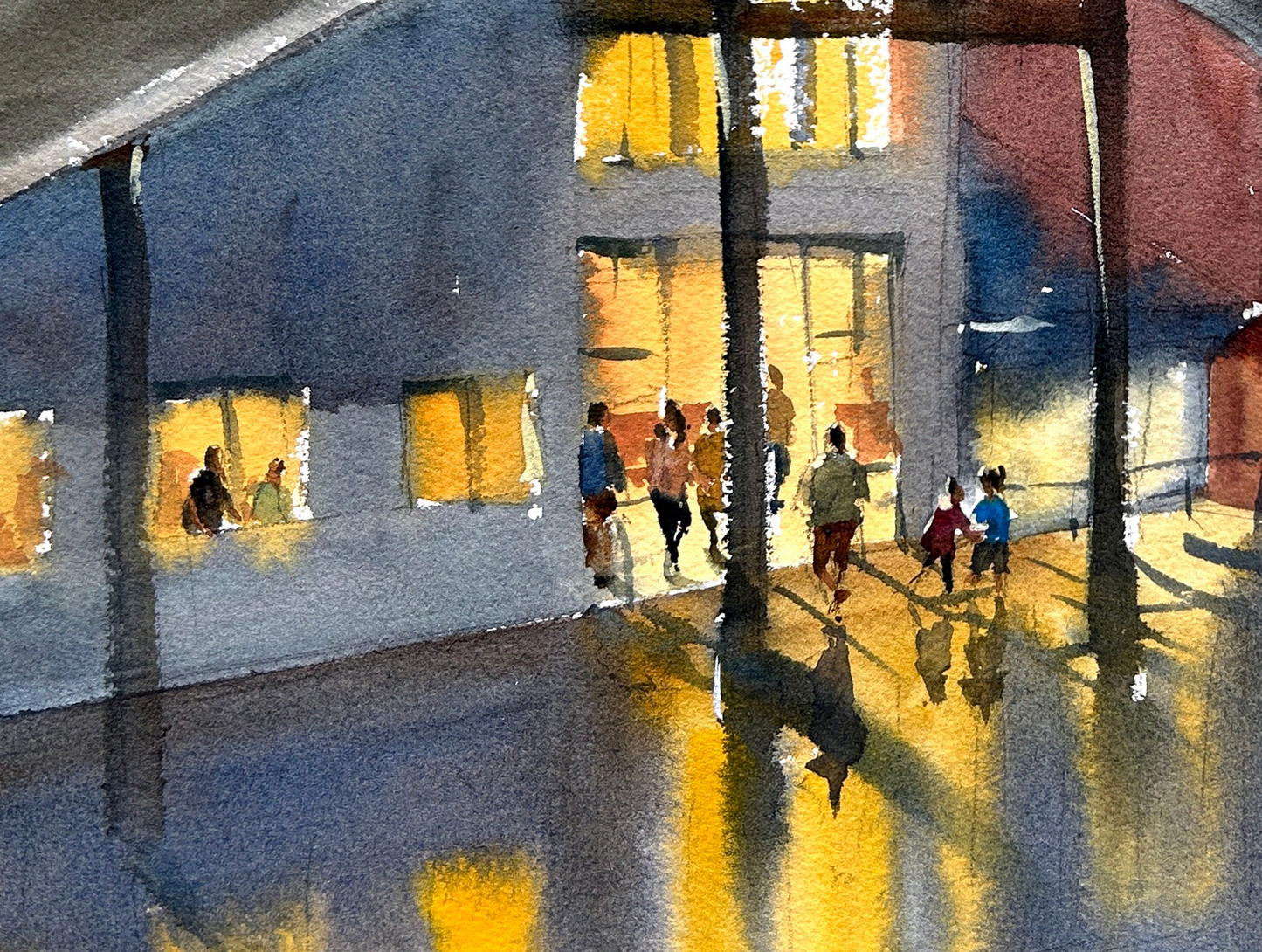 After Hours at Harbor History Museum - Original watercolor painting