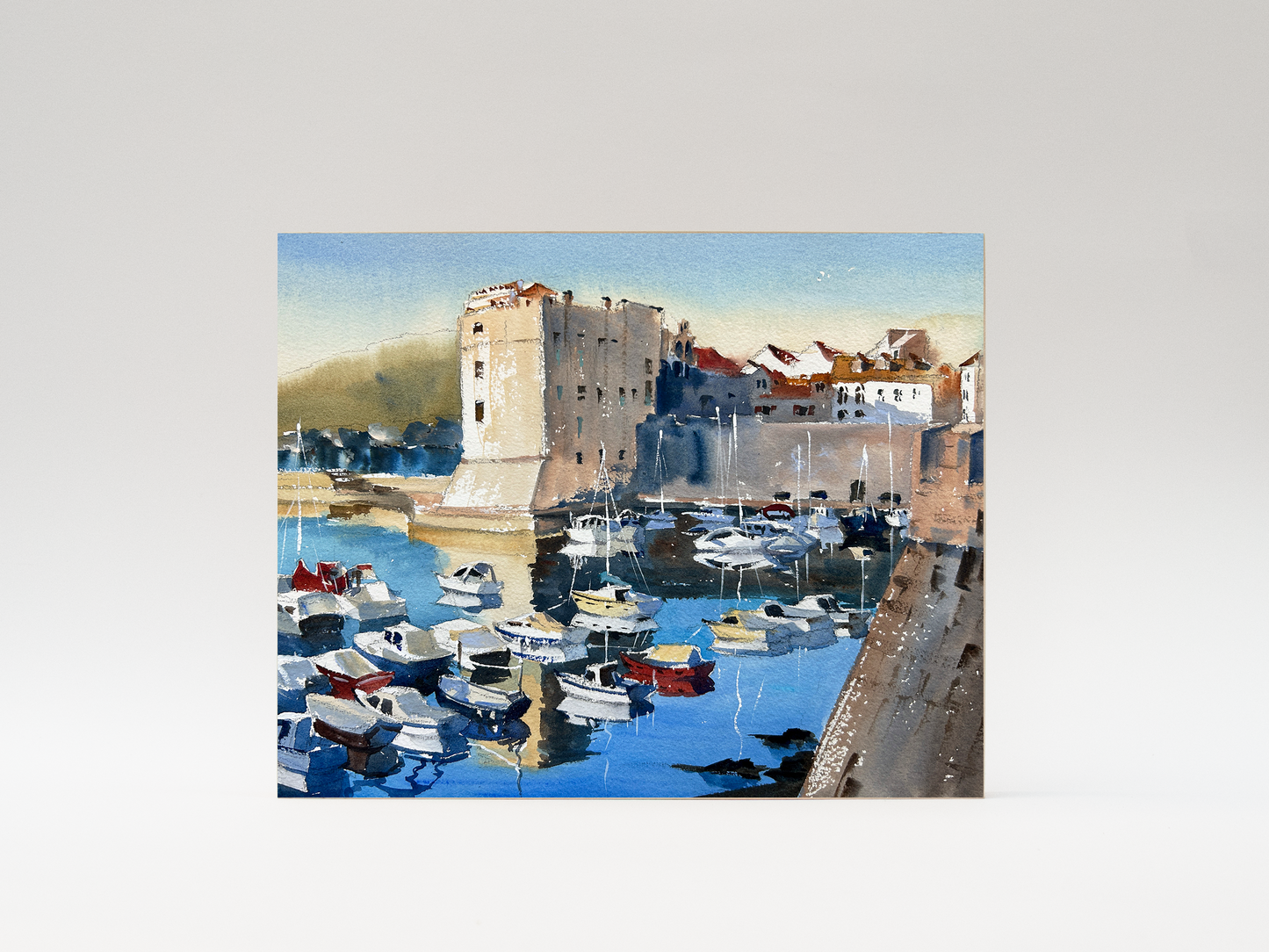 "Dubrovnik Harbor" woodblock wall art