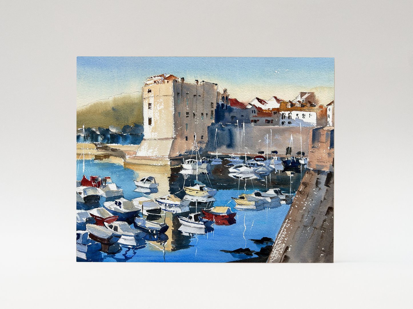 "Dubrovnik Harbor" woodblock wall art
