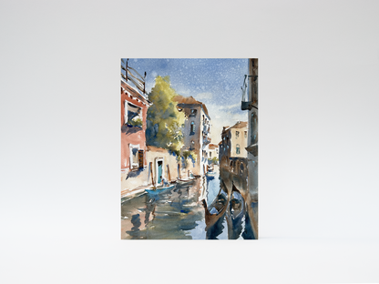 "Two Gondolas" woodblock wall art