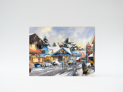 "Snow Day on Front Street" woodblock wall art