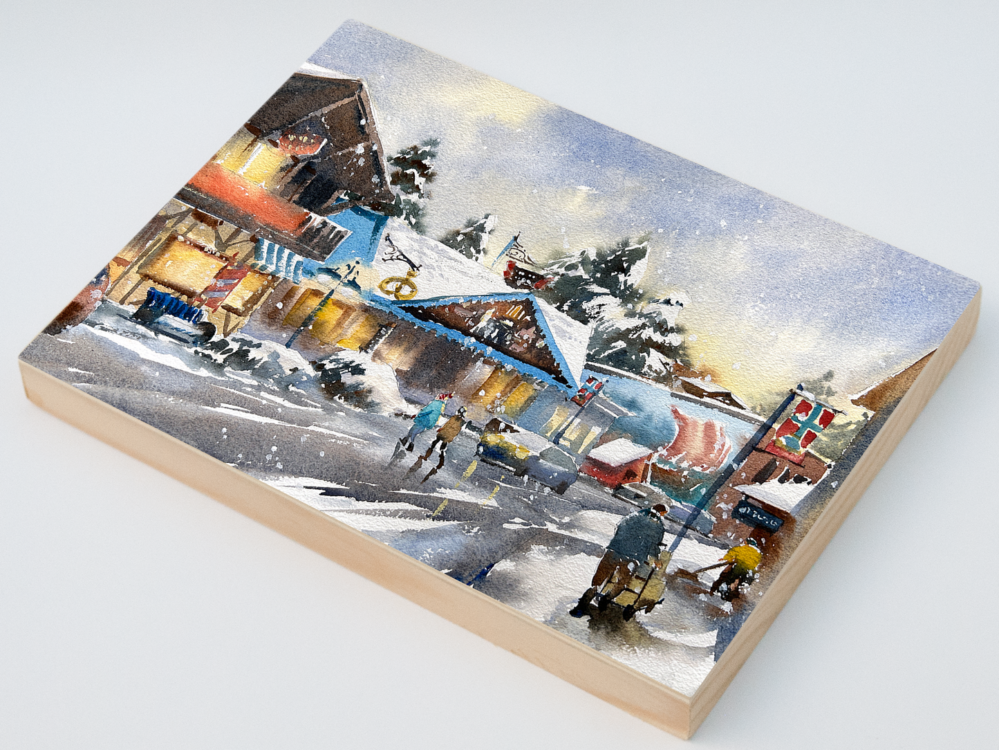 "Snow Day on Front Street" woodblock wall art
