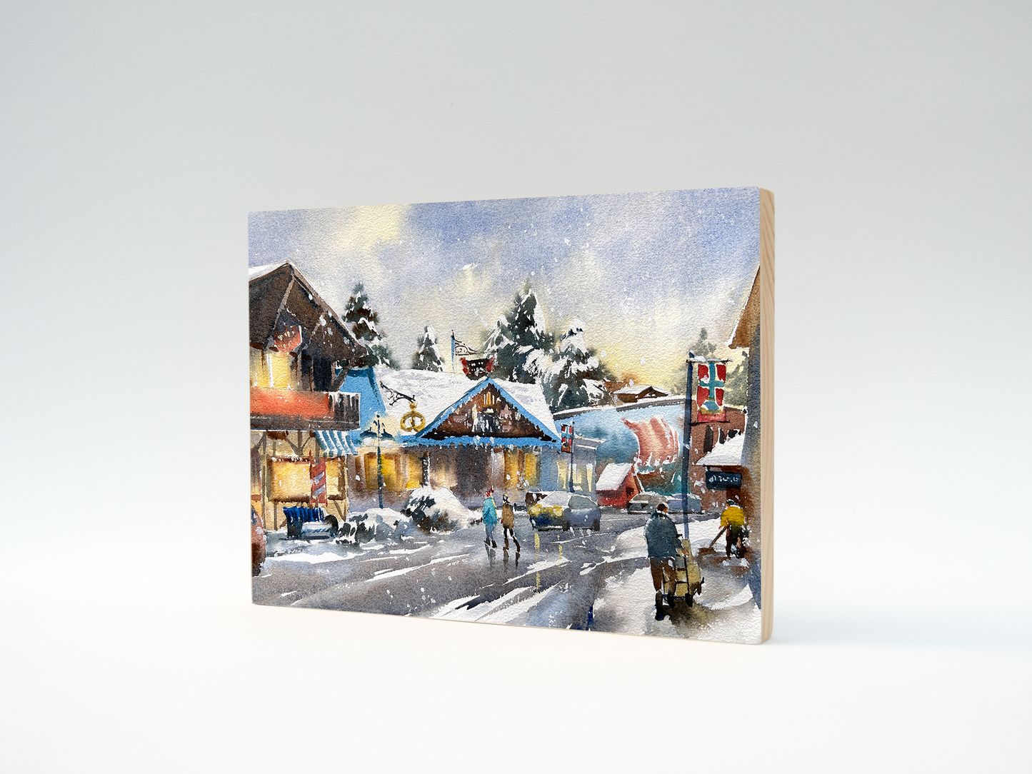 "Snow Day on Front Street" woodblock wall art