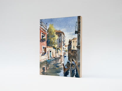 "Two Gondolas" woodblock wall art