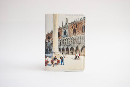 “St. Mark's Square” leather cover journal, passport size, refillable