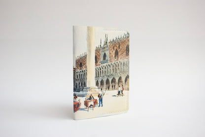 “St. Mark's Square” leather cover journal, passport size, refillable