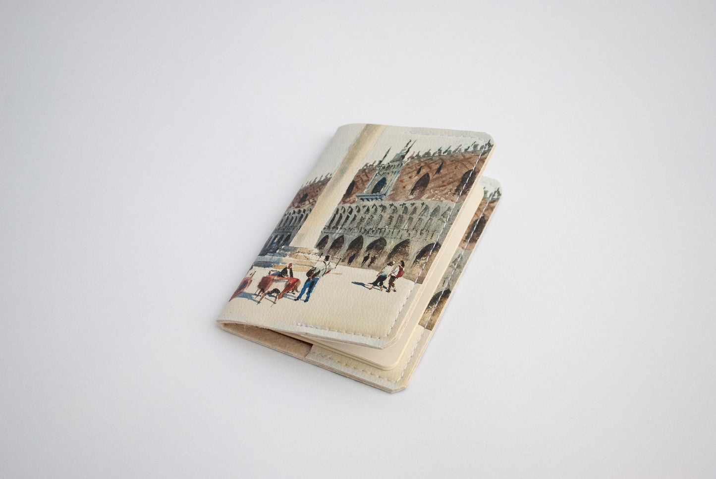 “St. Mark's Square” leather cover journal, passport size, refillable