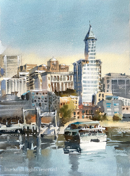 Good Morning Seattle - Original watercolor painting