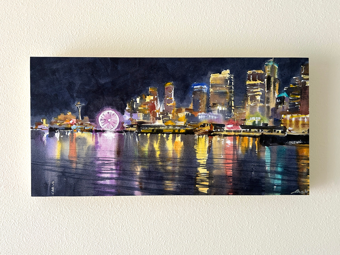 Good Night Seattle - Original watercolor painting