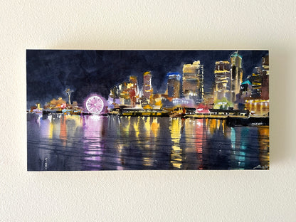 Good Night Seattle - Original watercolor painting