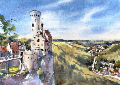 Lichtenstein Panorama - Original watercolor painting