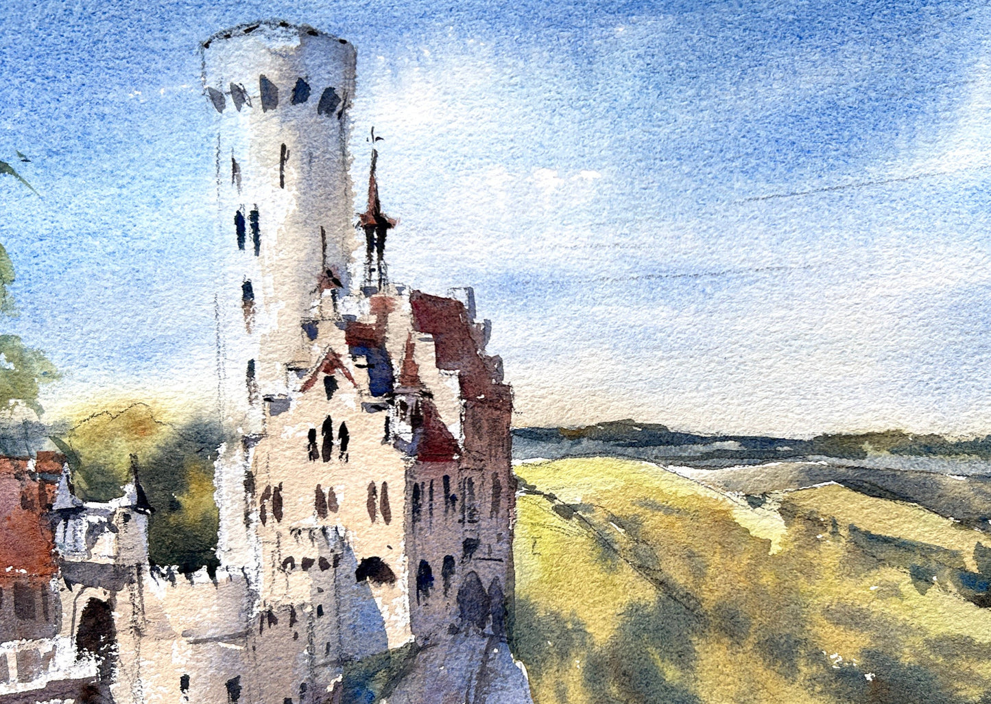 Lichtenstein Panorama - Original watercolor painting