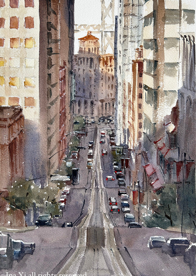 Nob Hill overlooking Market Street - Limited edition art print