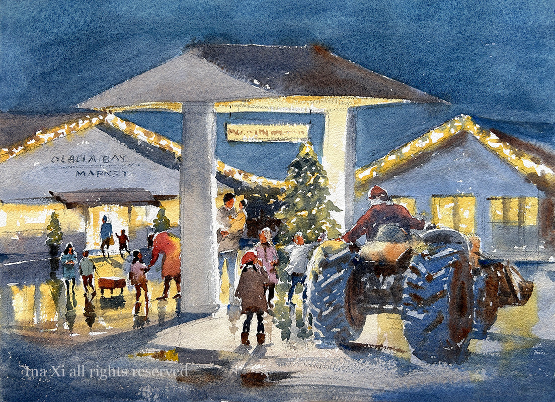Holiday Tradition at Olalla Bay - Original watercolor painting