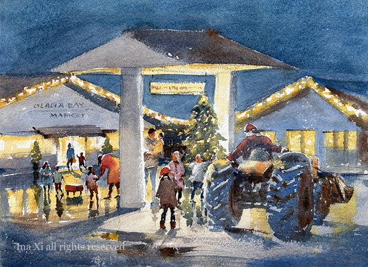 Holiday Tradition at Olalla Bay - Original watercolor painting