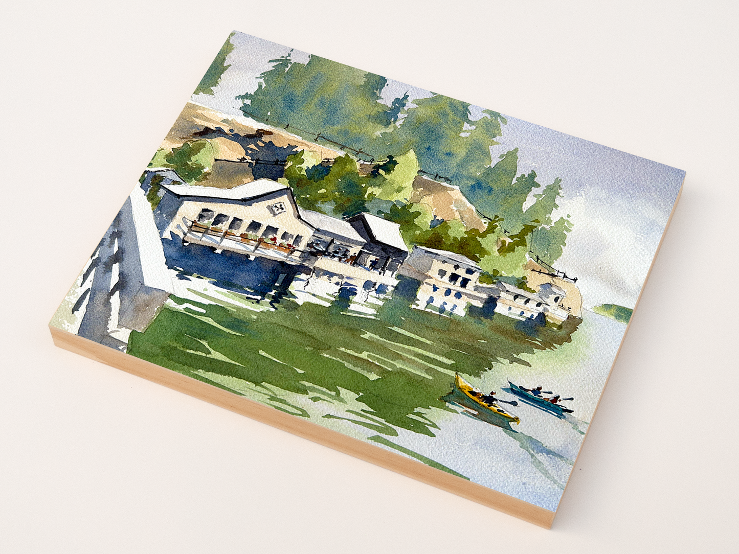 "Kayaking on the Olalla Bay" woodblock wall art