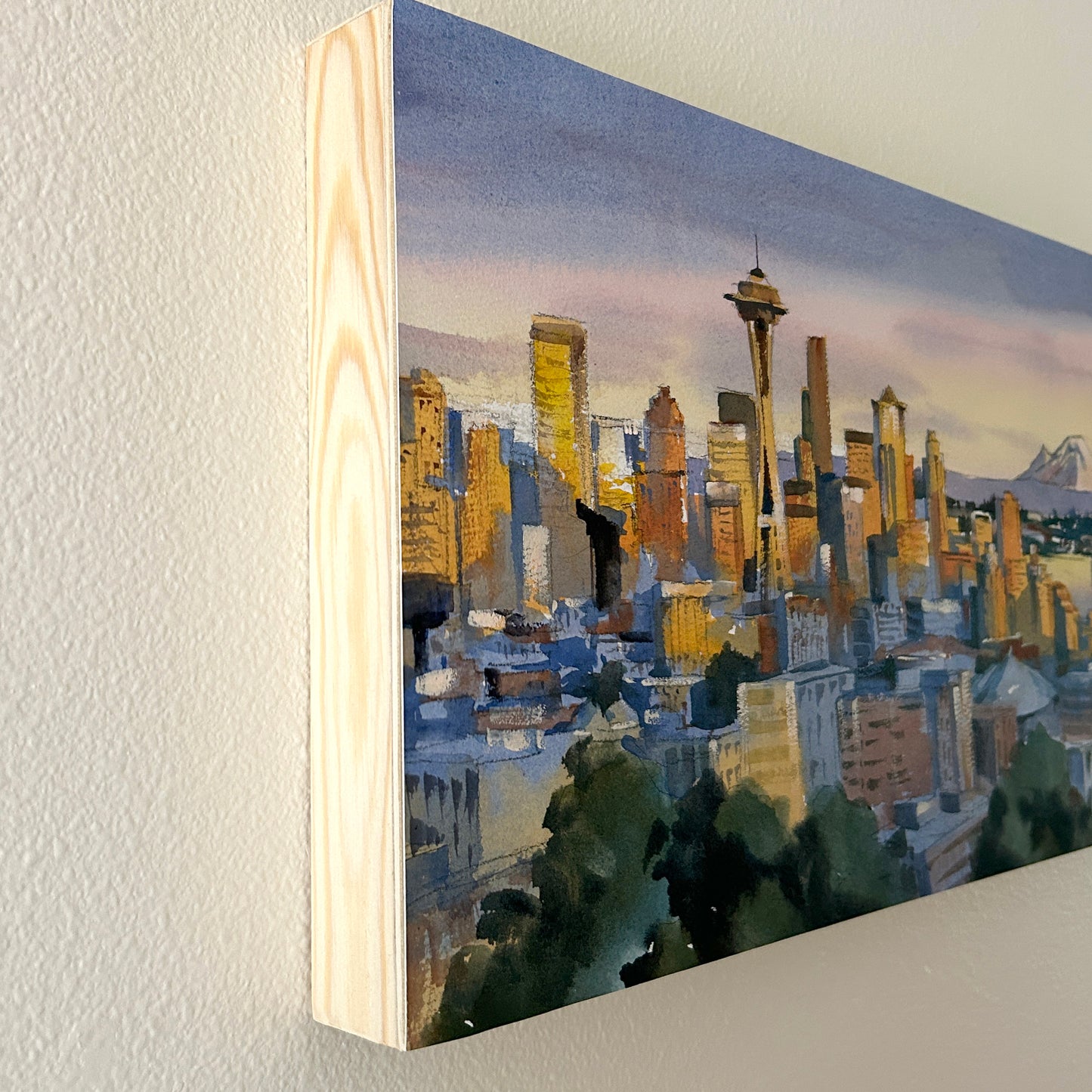 Sunset over Seattle No.2 - Original watercolor painting