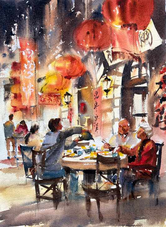 Shanghai street No.3 - Original watercolor painting