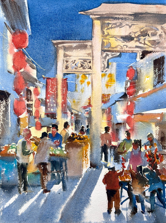 Shanghai street No.1 - Original watercolor painting