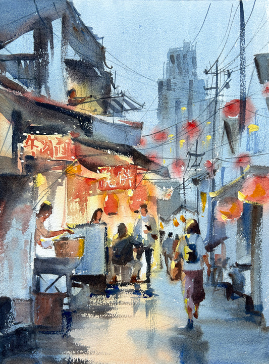 Shanghai street No.2 - Original watercolor painting