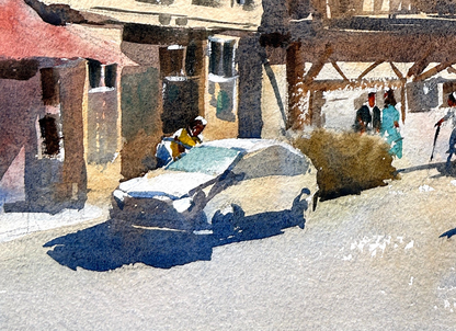 Shopping on Front Street - Original watercolor painting