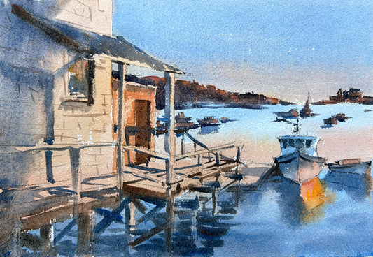 Harbor Boats No.3 - Original watercolor painting